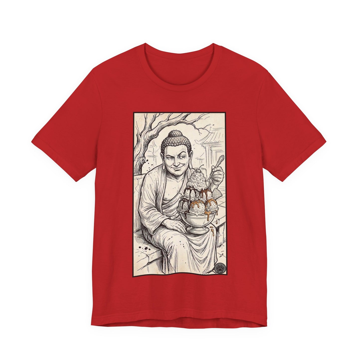 Bad Buddha Sundae Sketch Tee — Religious Humor Buddha Graphic T-Shirt