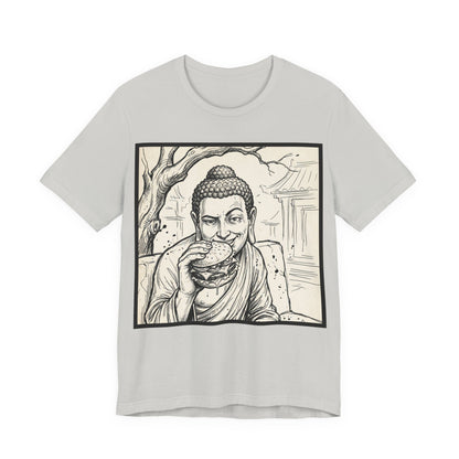 BadBuddha - Cheeseburger (Crop) - Buddha Eating A Delicious Juicy Cheeseburger Funny T‑Shirt Zen Humor
