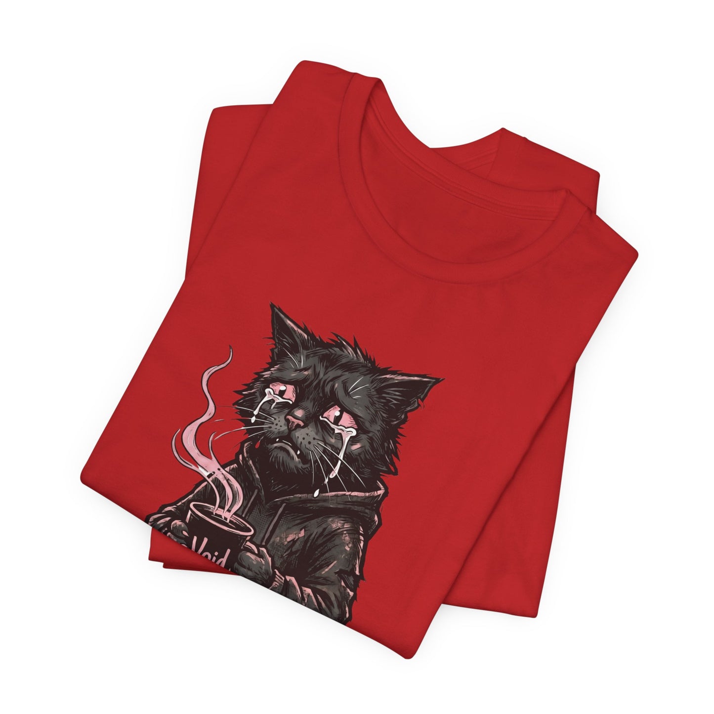 VOID - The Dark Void Cat T‑Shirt — Gothic Coffee Black Cat Illustration Tee