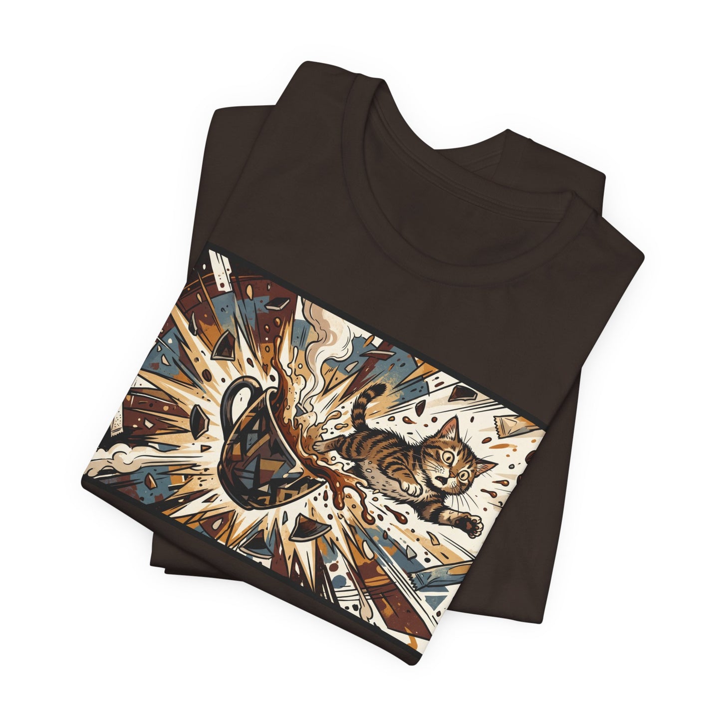 VOID - Coffee Cup Explosion Art Tee — Retro Abstract Coffee Splash T-Shirt