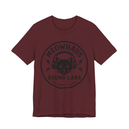 Meowhaus Sound Labs Cat Logo Tee - Large Clear Logo - Fort Wayne Indiana Audio Sound Music Recording Production Studio