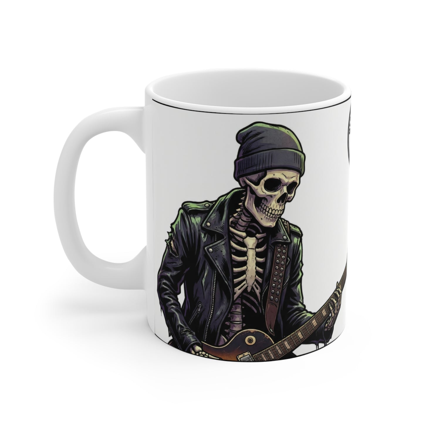 Bonesy - 11oz Mug Ambi Handle - Skeleton Guitarist Mug — Rock Music Skull Coffee Cup (11 oz)
