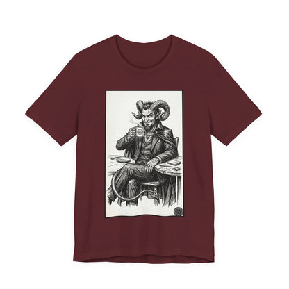 Devil's Brew - Coffee - Devil in a Suit Graphic Tee — Vintage Demon Illustration T-Shirt