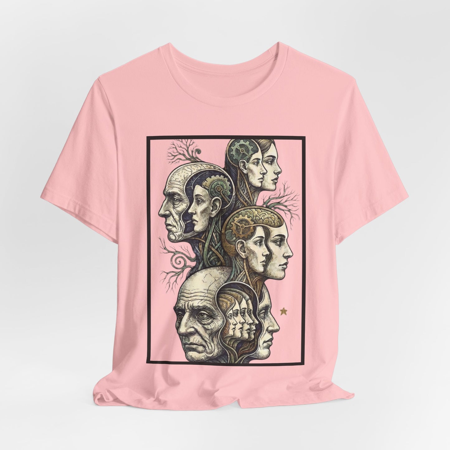 Family of Thought - Crop - Evolution of Minds T-Shirt — Surreal Human Faces Art Tee