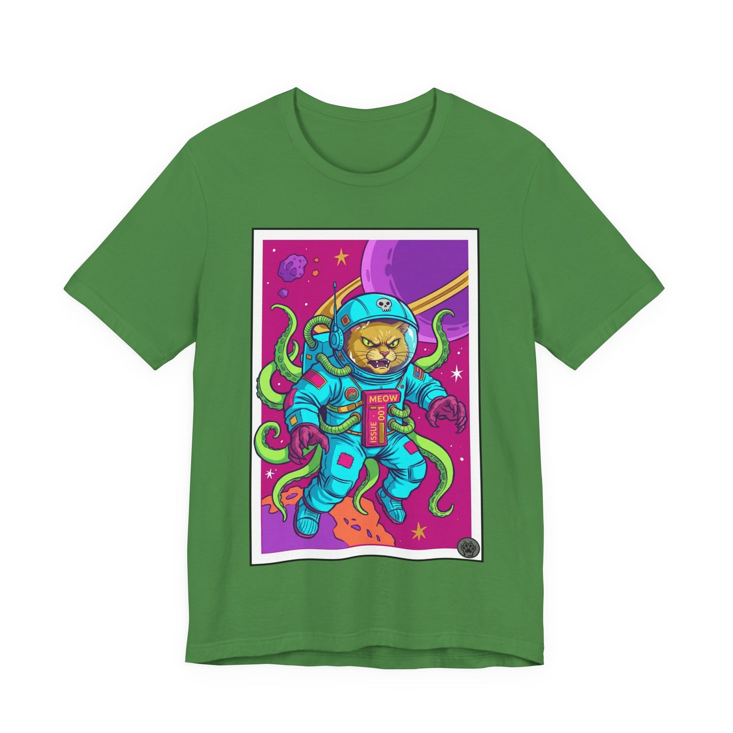 AlienCat Astronaut In Space! - Full Color! - Astronaut Cat Graphic Tee — Space Cat with Tentacles Illustration