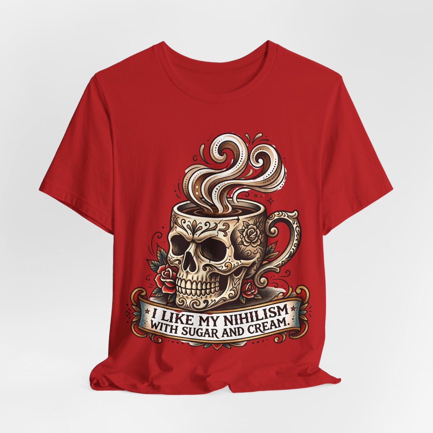 VOID - Skull Coffee Tee — "I Like My Nihilism With Sugar and Cream" Graphic T-Shirt