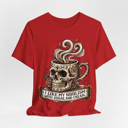 VOID - Skull Coffee Tee — "I Like My Nihilism With Sugar and Cream" Graphic T-Shirt