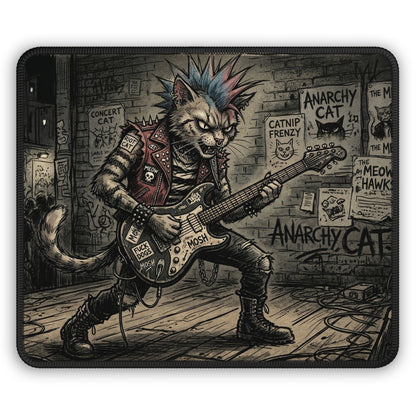 PunkCat - At The Club - Punk Rock Cat Gaming Mouse Pad — Anarchy Cat Guitarist Design