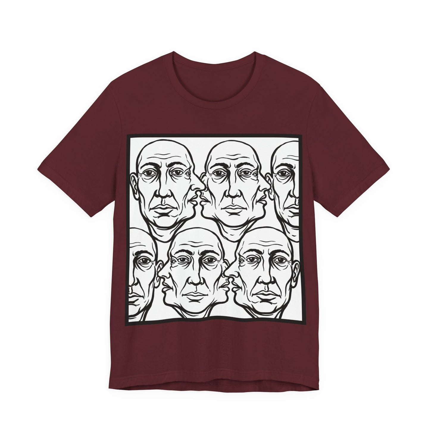 HotGossip - Version 2 - Monochrome Repeating Faces Tee – Abstract Expressionist Portrait T-Shirt