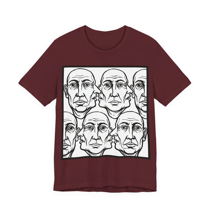 HotGossip - Version 2 - Monochrome Repeating Faces Tee – Abstract Expressionist Portrait T-Shirt