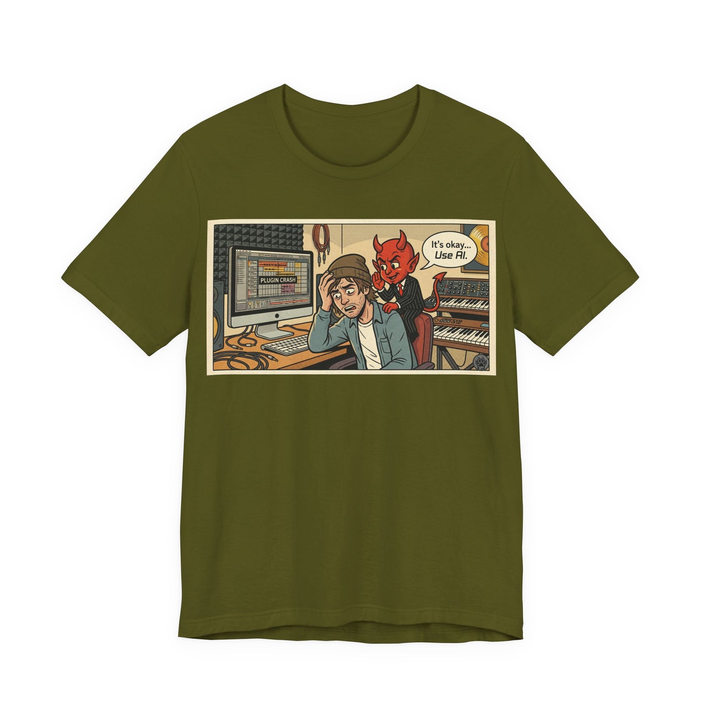 Use AI - Controversial Musician Humor Recording Studio T‑Shirt — Funny Comic “It’s Okay... Use Al” Music Producer Tee