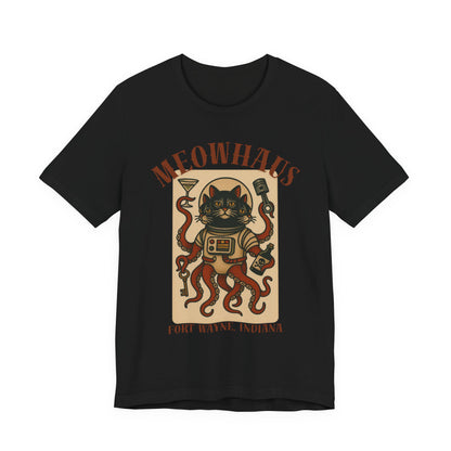 AlienCat Astronaut - Classic Tattoo Design Meowhaus Cat Octopus Tee — Fort Wayne, Indiana Retro Graphic T-Shirt