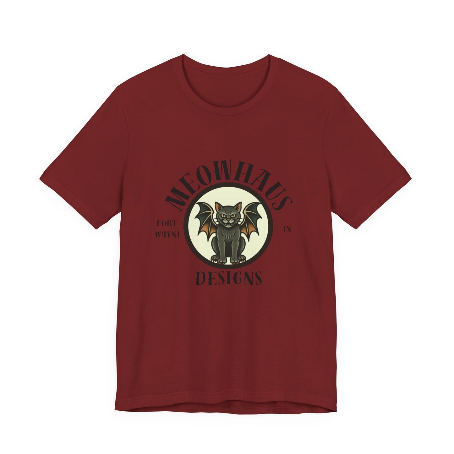 MHD - Emblem - Vintage Tattoo Cat Bat Logo Tee — “Meowhaus Designs” Graphic T-Shirt