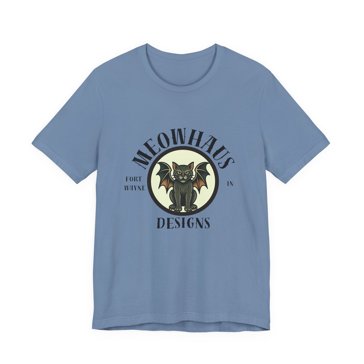 MHD - Emblem - Vintage Tattoo Cat Bat Logo Tee — “Meowhaus Designs” Graphic T-Shirt