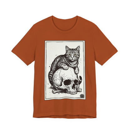 DarkArts Collection - Cat & Skull T-Shirt – Gothic Cat Illustration Tee