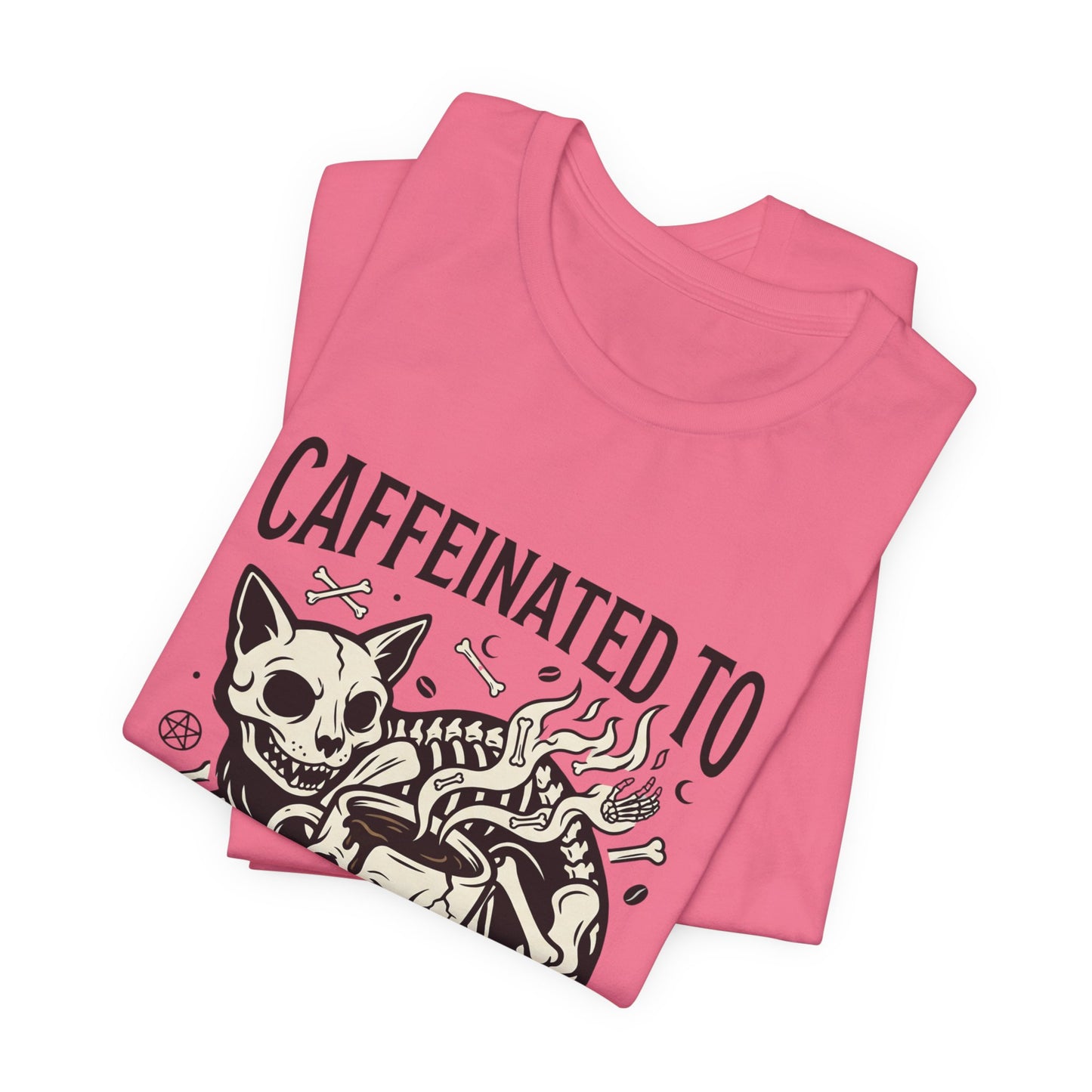 VOID - Caffeinated to the Grave Tee — Gothic Skull & Cat Coffee Shirt