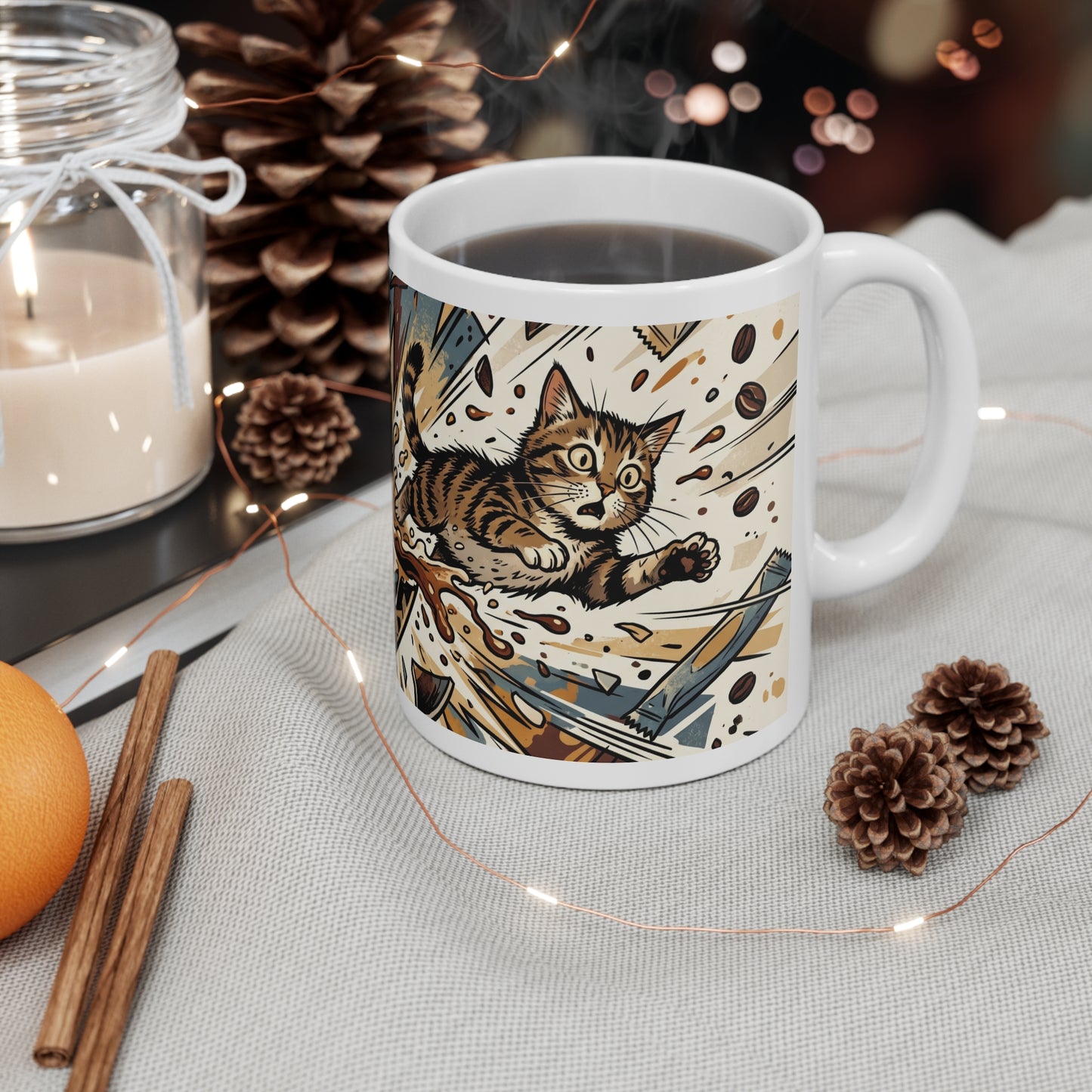 VOID - Exploding Coffee Mug with Cat Splash – 11oz Ceramic Coffee Cup