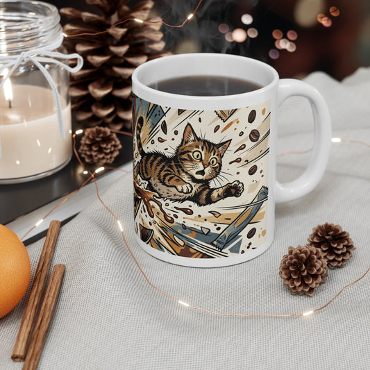 VOID - Exploding Coffee Mug with Cat Splash – 11oz Ceramic Coffee Cup