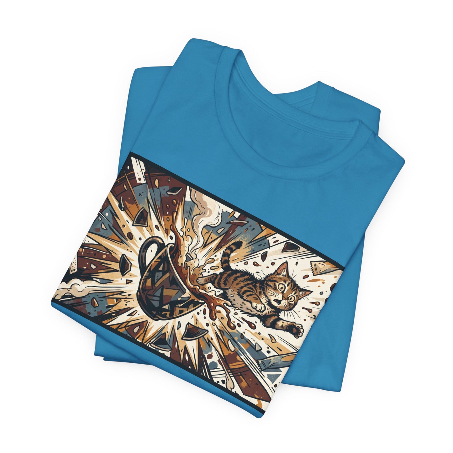 VOID - Coffee Cup Explosion Art Tee — Retro Abstract Coffee Splash T-Shirt