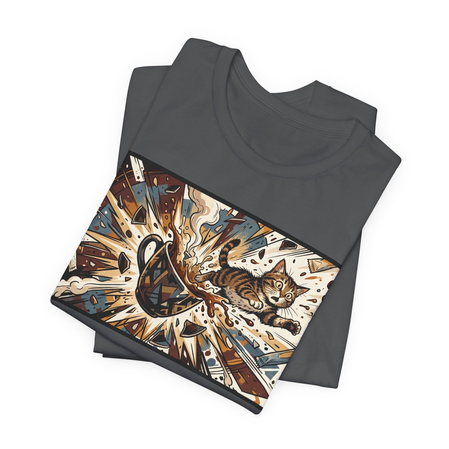 VOID - Coffee Cup Explosion Art Tee — Retro Abstract Coffee Splash T-Shirt