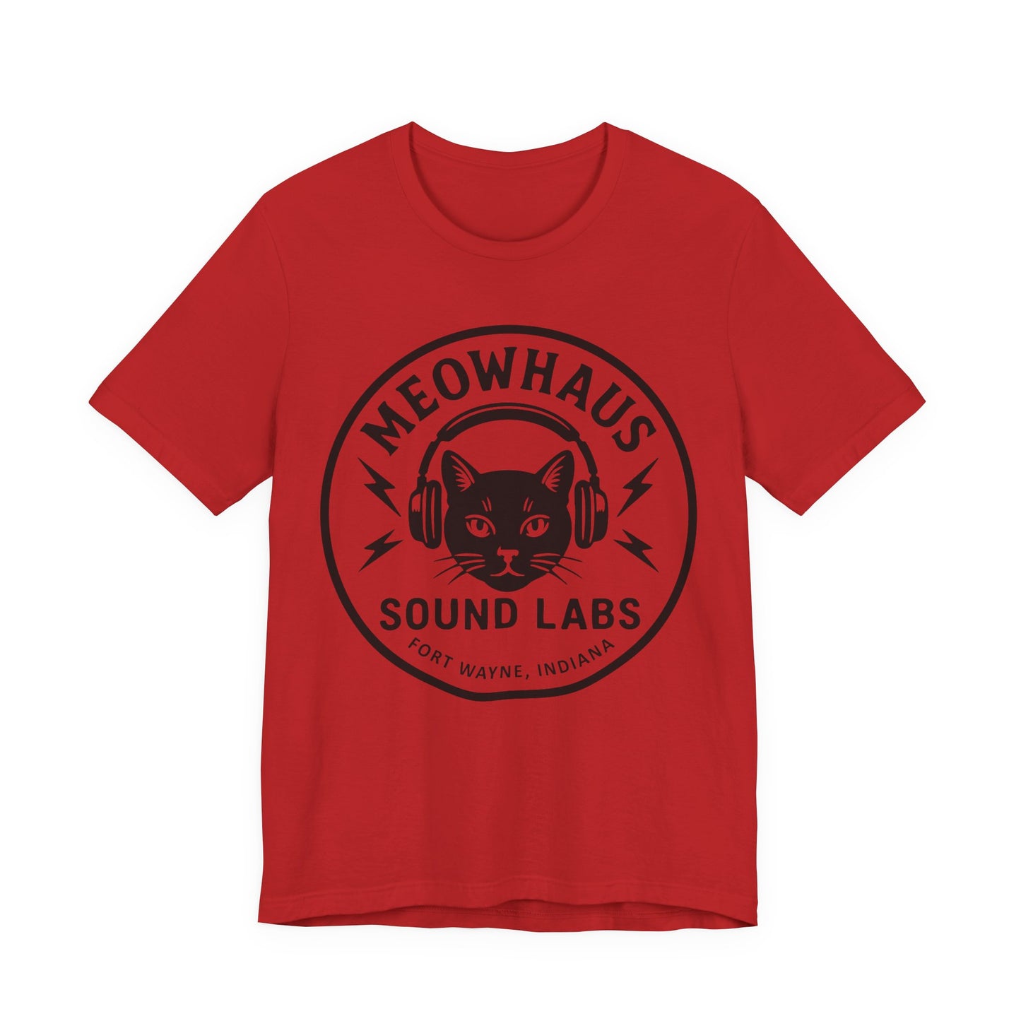 Meowhaus Sound Labs Cat Logo Tee - Large Clear Logo - Fort Wayne Indiana Audio Sound Music Recording Production Studio
