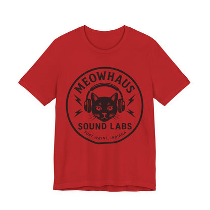 Meowhaus Sound Labs Cat Logo Tee - Large Clear Logo - Fort Wayne Indiana Audio Sound Music Recording Production Studio