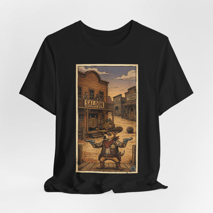 SheriffPaco - Vertical - Chihuahua Sheriff Western Saloon Showdown T-Shirt — Vintage Cowboy Sheriff Puppy Dog Graphic Tee