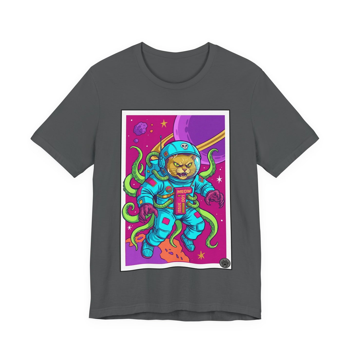 AlienCat Astronaut In Space! - Full Color! - Astronaut Cat Graphic Tee — Space Cat with Tentacles Illustration