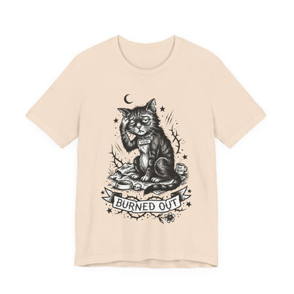 VOID - Burned Out Cat T-Shirt — Vintage Sad Cat Illustration Tee