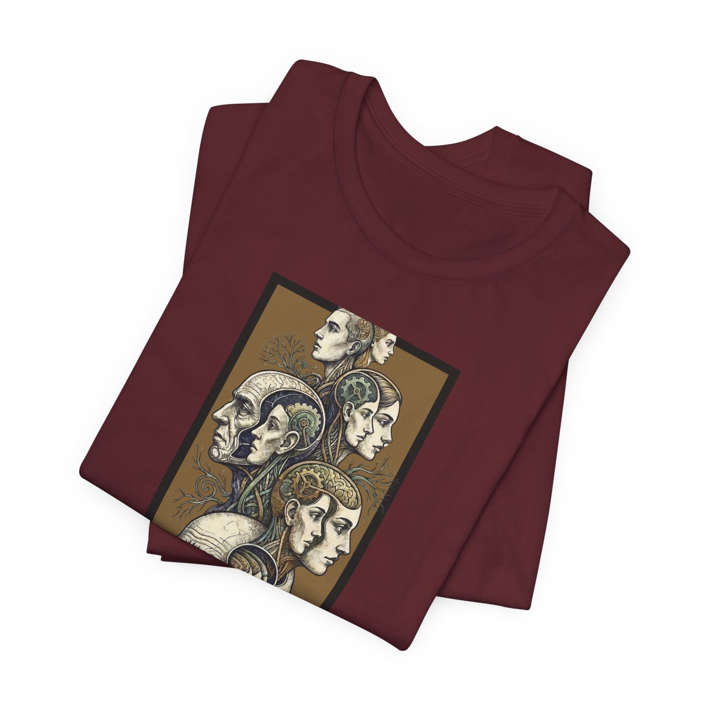 Family of Thought - Gold - Anatomical Heads Vertical Collage T-Shirt