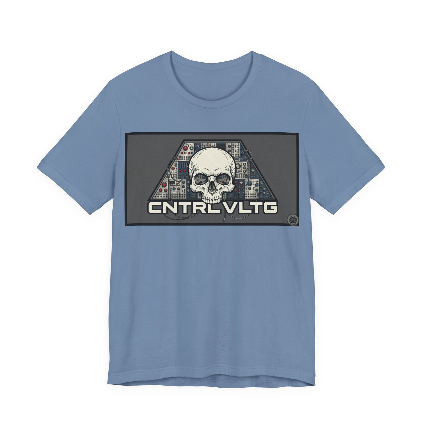 CV Control Voltage - TriBase Grey - Skull Modular Synth Analog Circuit 'CNTRL VLTG' Graphic Tee - Retro Tech Skull T-Shirt