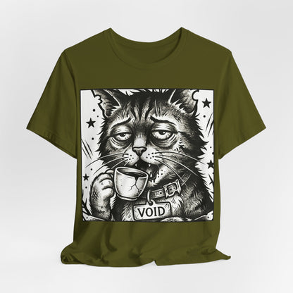 VOID - The Original Void Cat Tee — Tired Moody Cat Drinking Coffee Graphic T-Shirt
