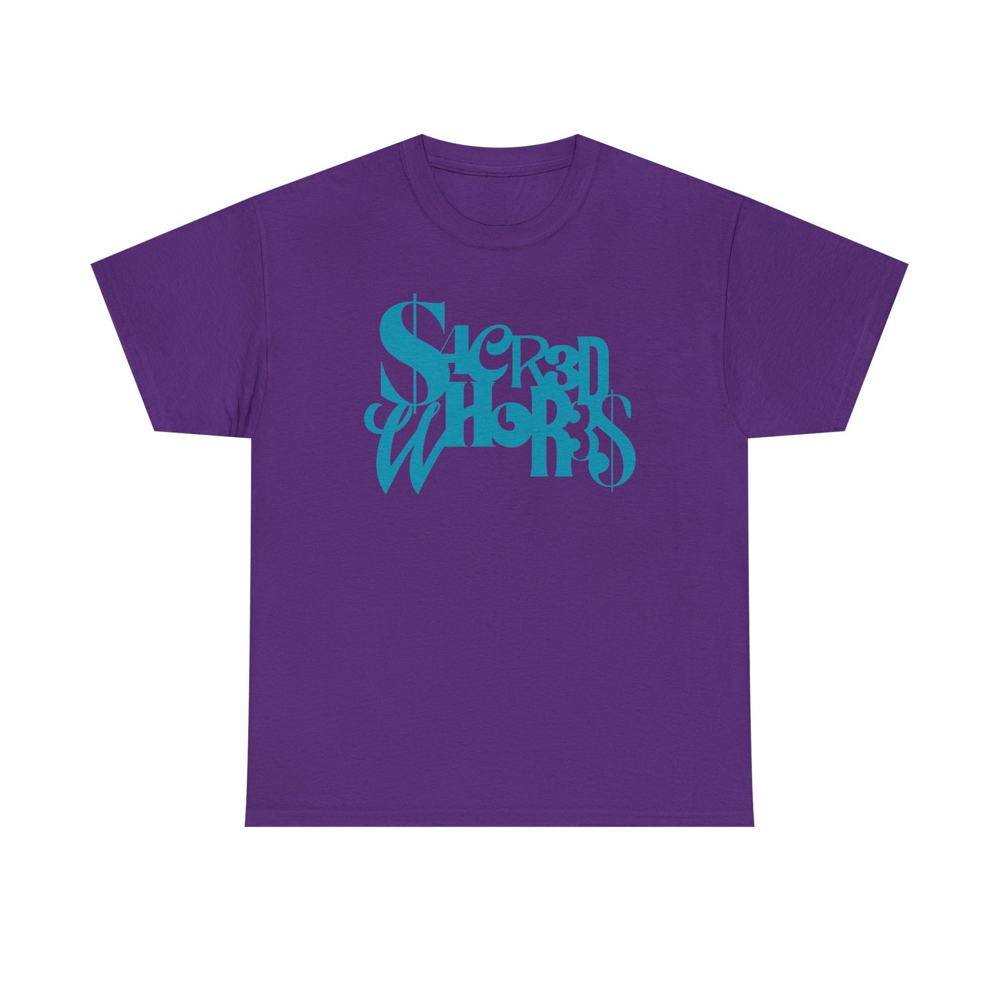 Sacred Whores - Mixed Fonts Graphic Tee — Retro Gothic Logo T-Shirt