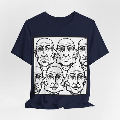 HotGossip - Version 2 - Monochrome Repeating Faces Tee – Abstract Expressionist Portrait T-Shirt