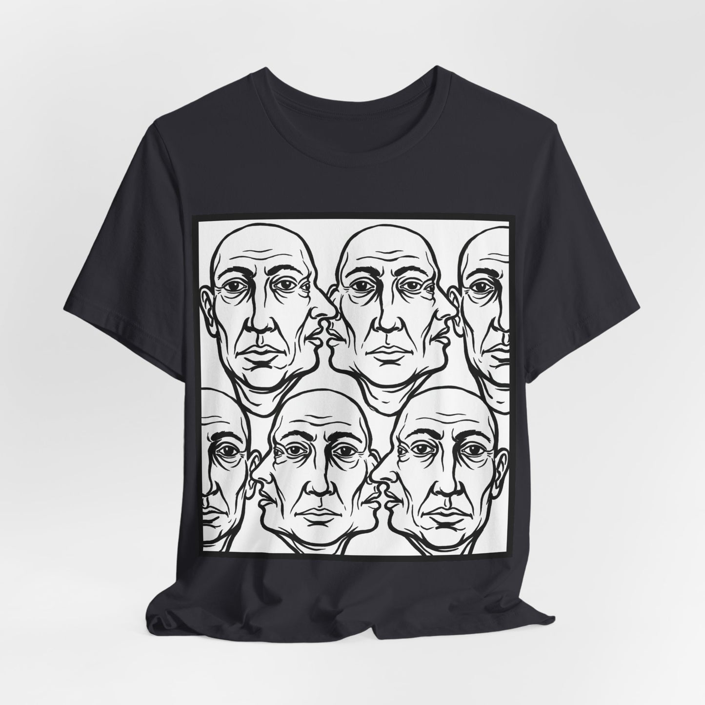 HotGossip - Version 2 - Monochrome Repeating Faces Tee – Abstract Expressionist Portrait T-Shirt