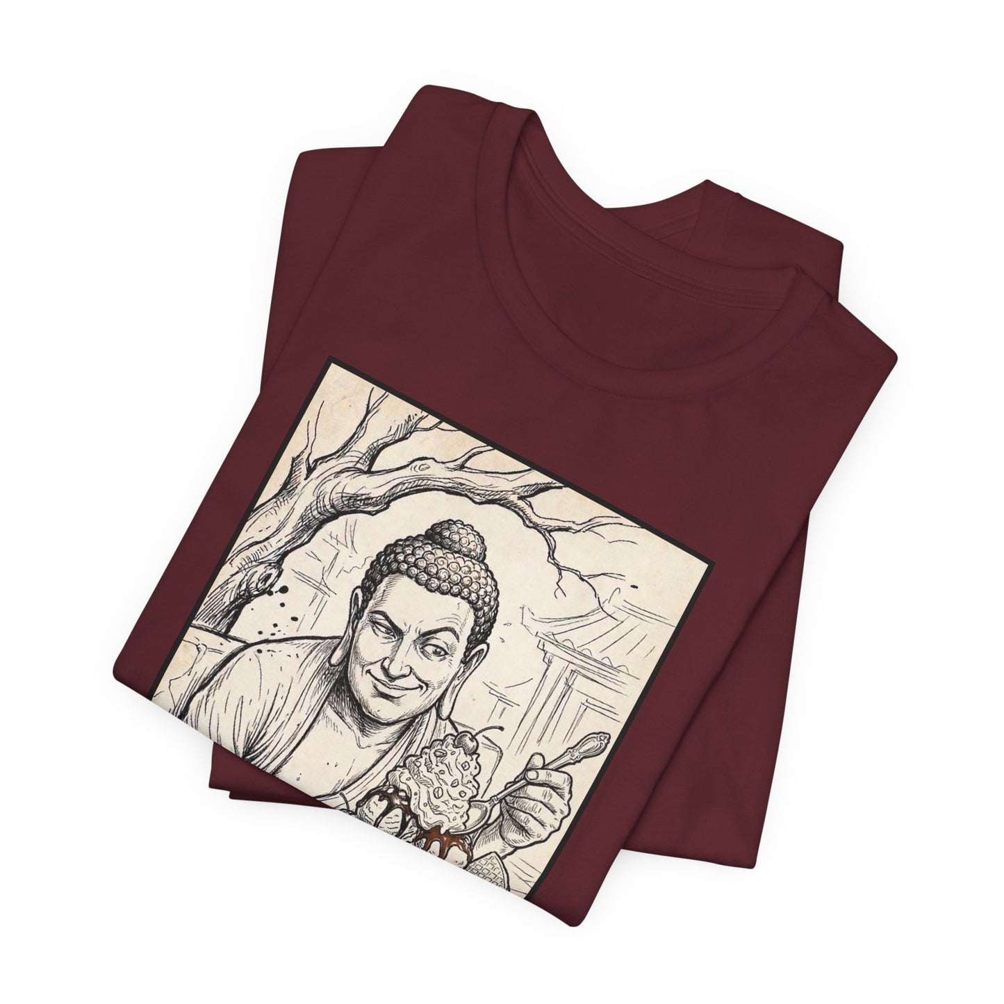 Bad Buddha Sundae Sketch Tee — Religious Humor Buddha Graphic T-Shirt