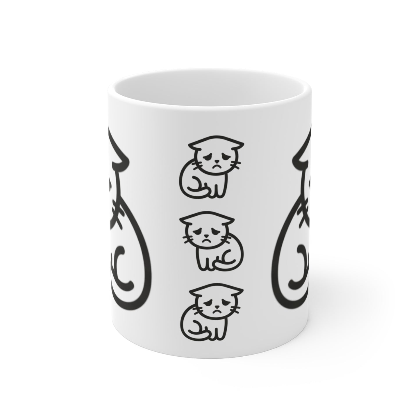 VOID - Sad Cat Coffee Mug — Cute Minimalist Black & White Kitty 11oz