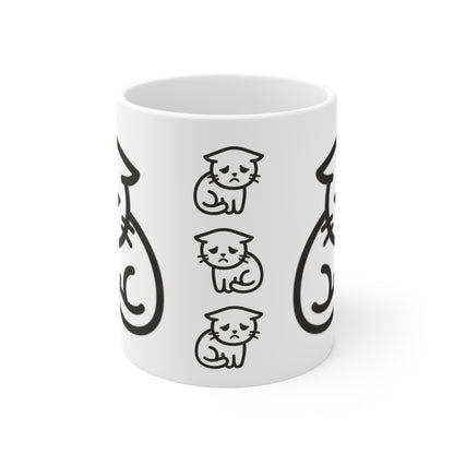 VOID - Sad Cat Coffee Mug — Cute Minimalist Black & White Kitty 11oz