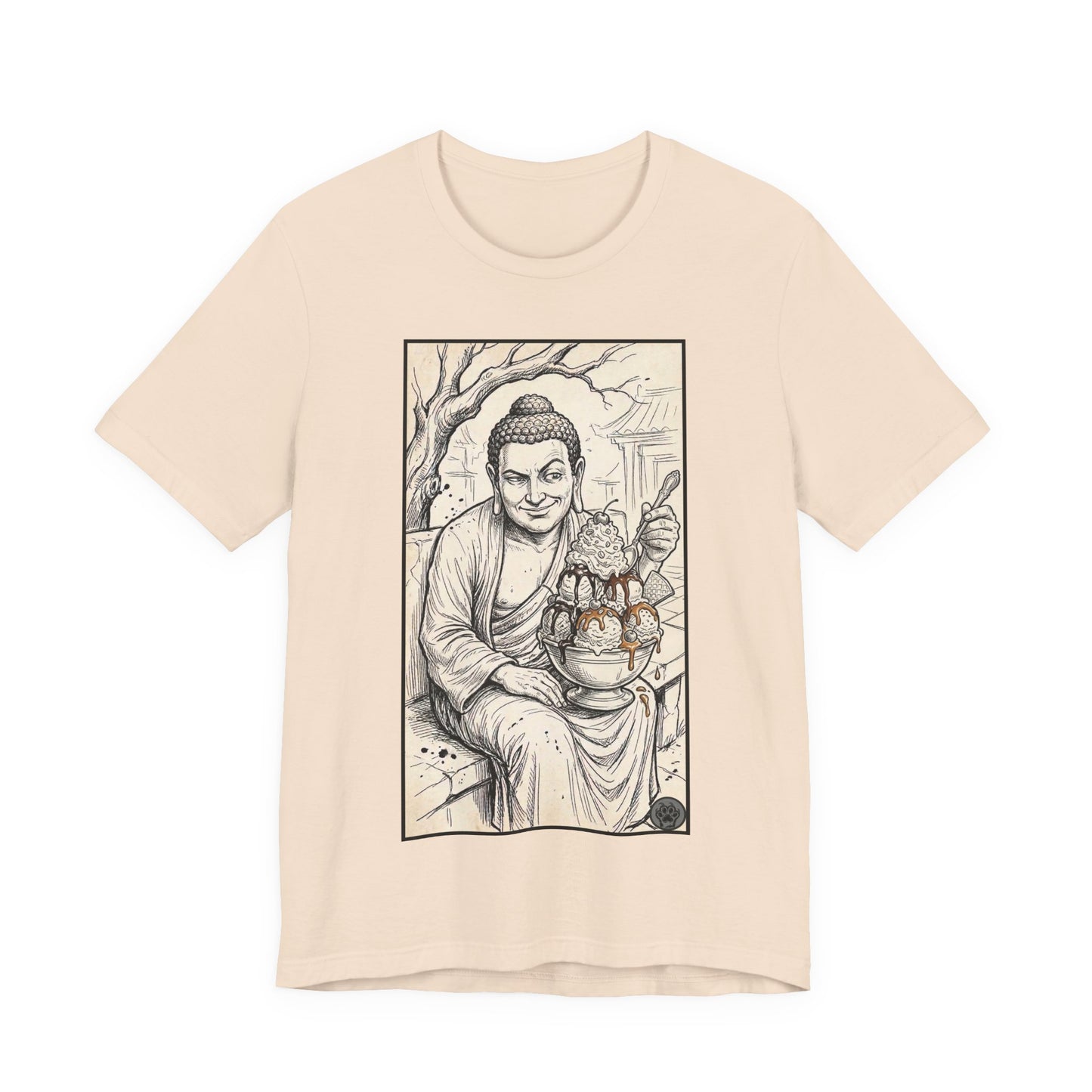 Bad Buddha Sundae Sketch Tee — Religious Humor Buddha Graphic T-Shirt