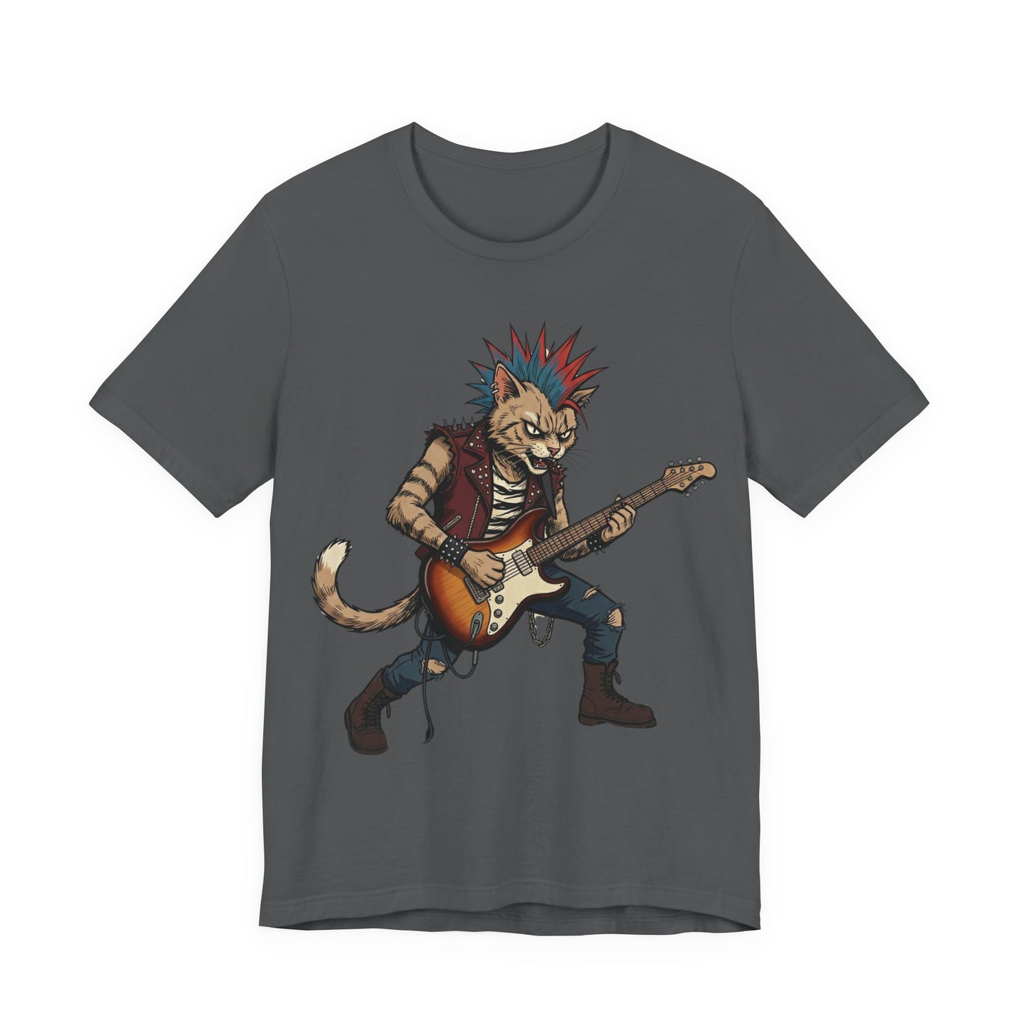 PunkCat - Punk Rock Cat Guitar T-Shirt