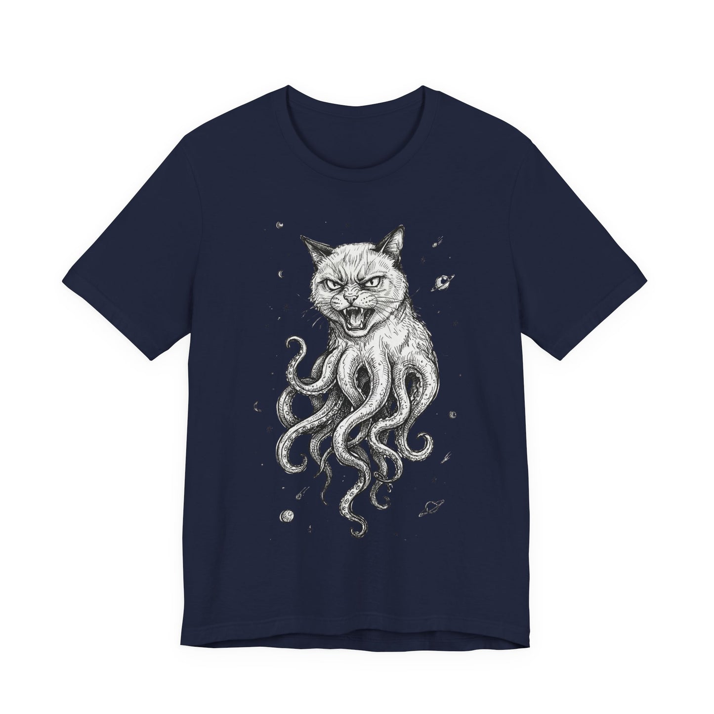 AlienCat In Space! - Cat-Octopus Hybrid Tee — Surreal Space Graphic T-Shirt