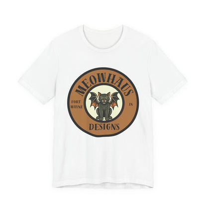 Meowhaus Designs Cat Circle Logo T-Shirt - Vintage Tattoo Cat-Bat Design