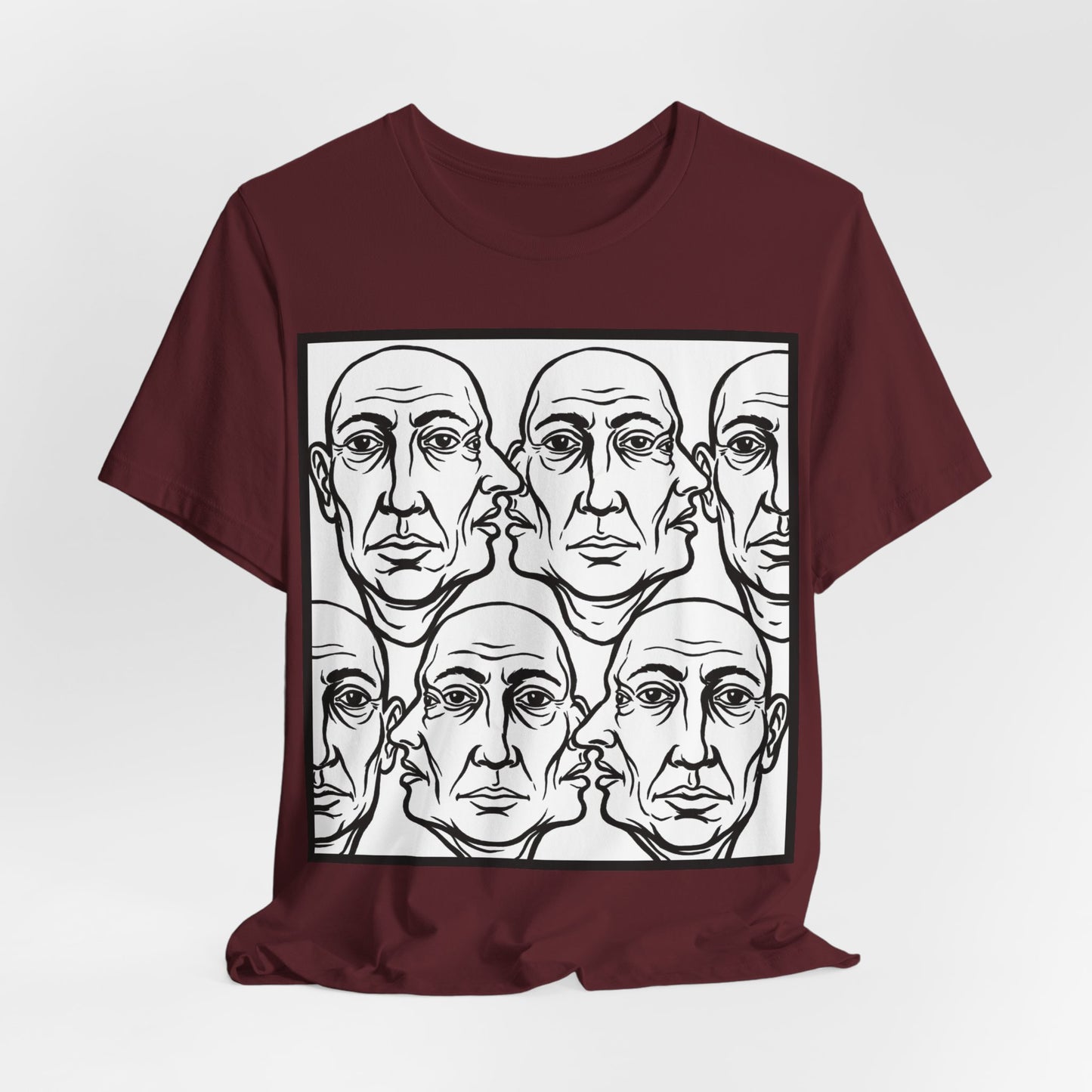 HotGossip - Version 2 - Monochrome Repeating Faces Tee – Abstract Expressionist Portrait T-Shirt