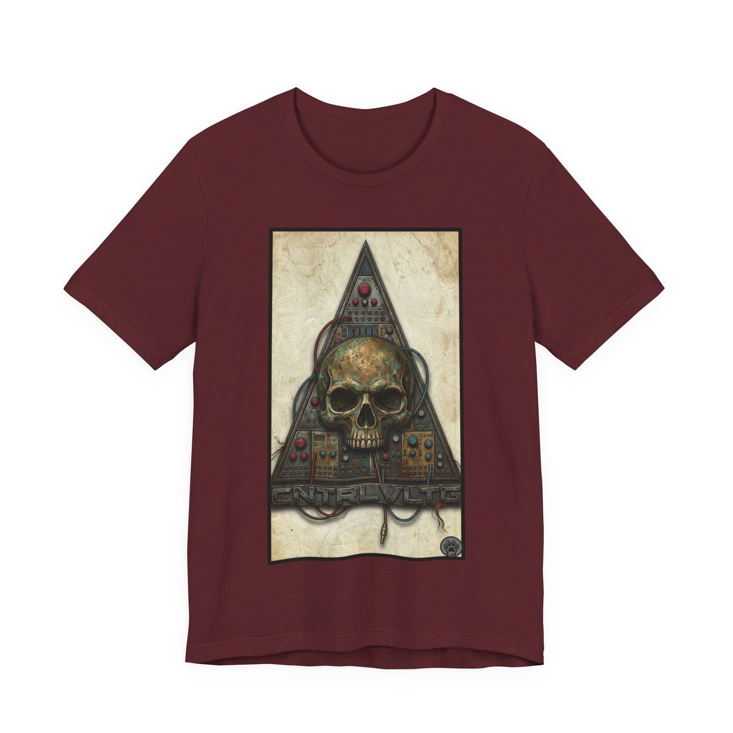 CV - Control Voltage - Ancient Skull Modular Analog Synth Tee — Retro Electronic Skull Graphic T-Shirt