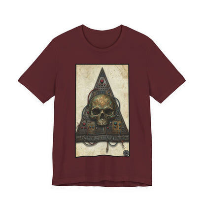 CV - Control Voltage - Ancient Skull Modular Analog Synth Tee — Retro Electronic Skull Graphic T-Shirt