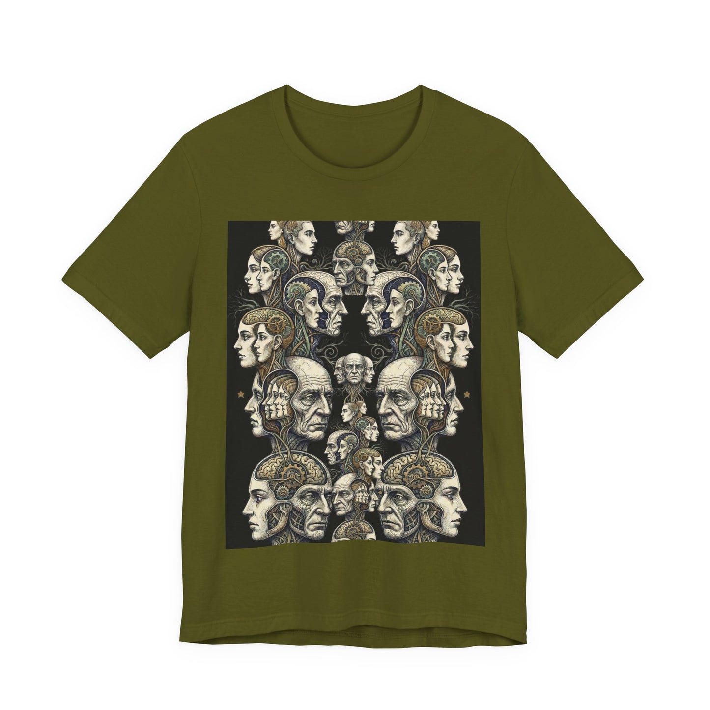 Family Of Thought - "All At Once" - Anatomical Heads Collage T-Shirt — Vintage Phrenology Art Tee