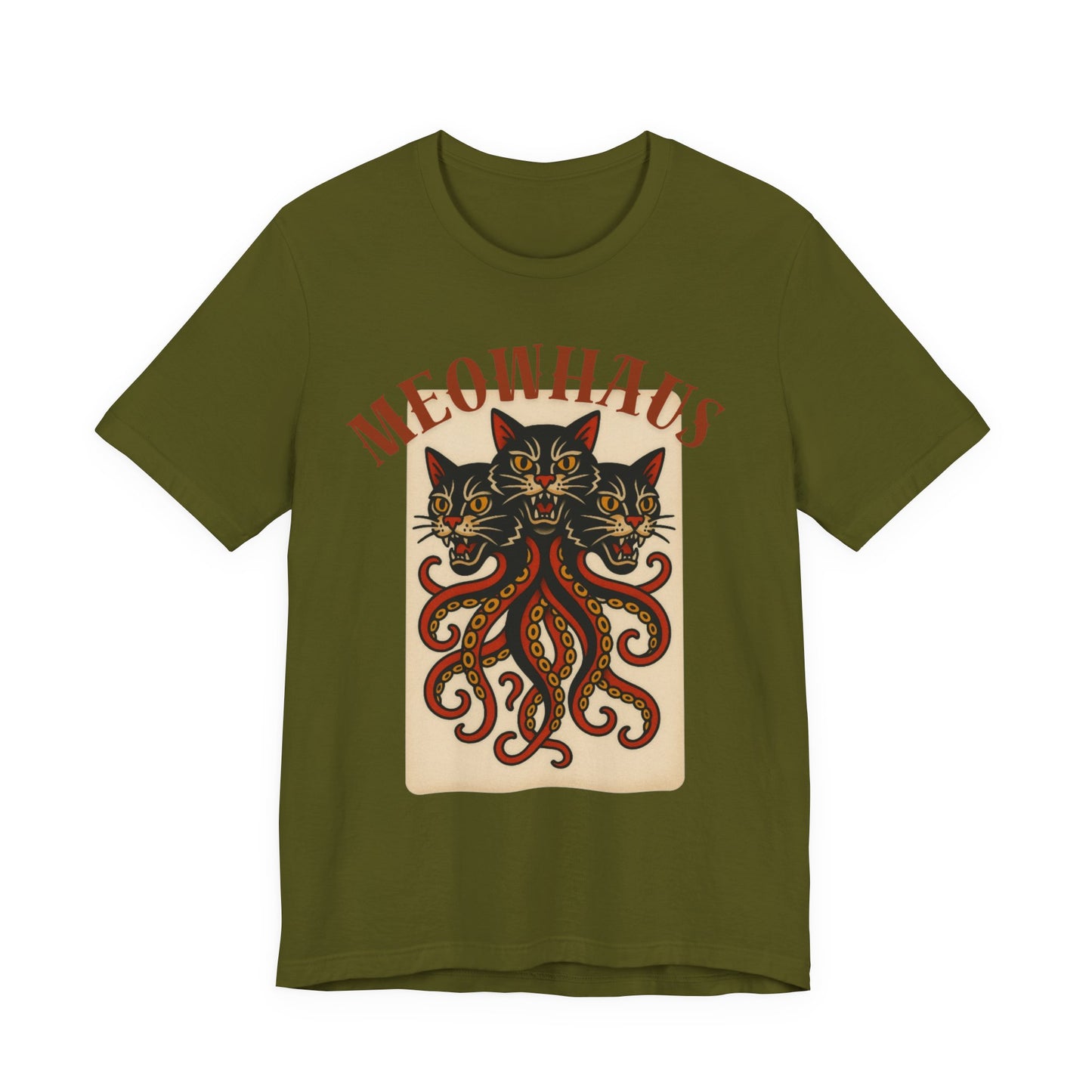 The Magic Three - Vintage Tattoo Meowhaus Cat-Octopus Graphic Tee