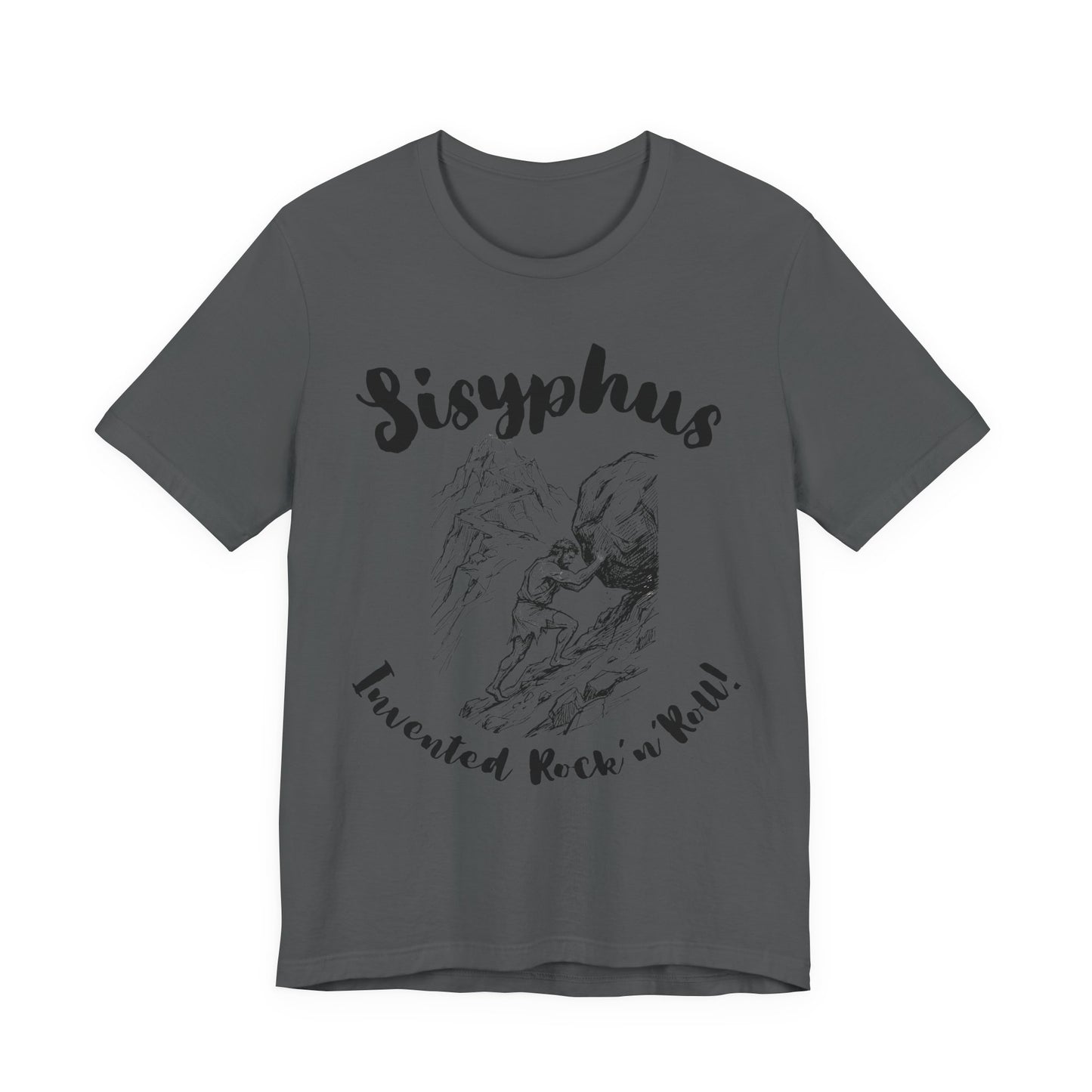 Greek Mythology Humor - Sisyphus T‑Shirt — 'Invented Rock 'n' Roll' Vintage Mythology Tee - Elvis Who?