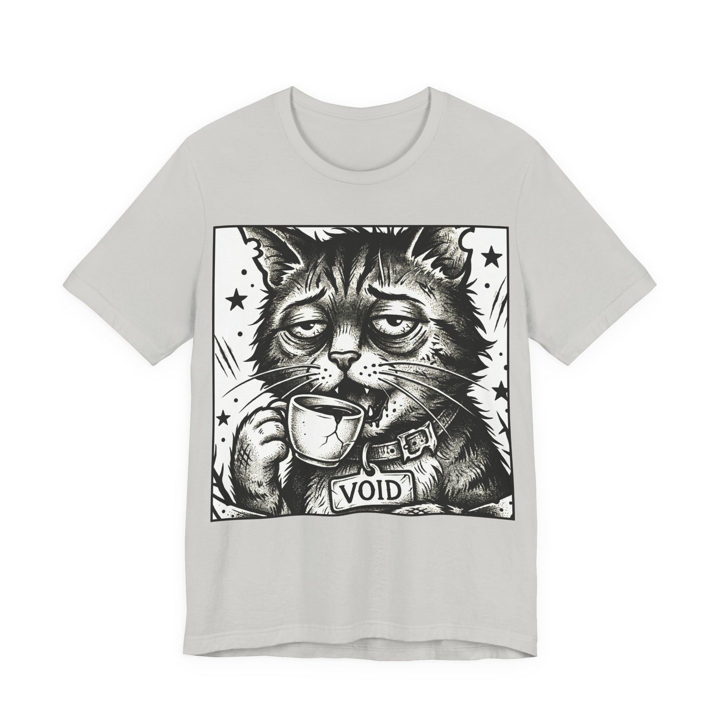 VOID - The Original Void Cat Tee — Tired Moody Cat Drinking Coffee Graphic T-Shirt