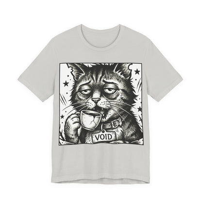 VOID - The Original Void Cat Tee — Tired Moody Cat Drinking Coffee Graphic T-Shirt